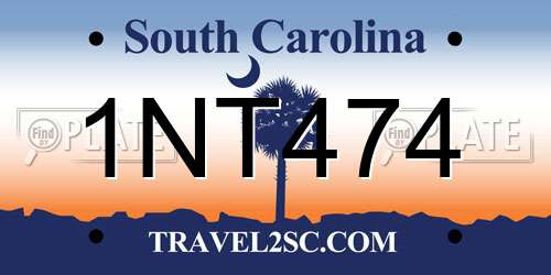 1NT474 South Carolina License Plate