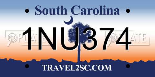 1NU374 South Carolina License Plate