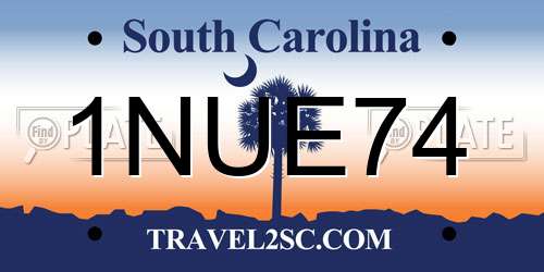 1NUE74 South Carolina License Plate