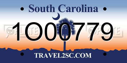 1O00779 South Carolina License Plate