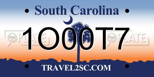 1O00T7 South Carolina License Plate