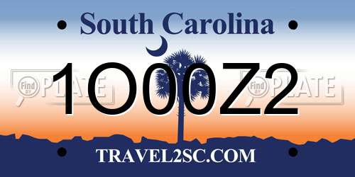 1O00Z2 South Carolina License Plate