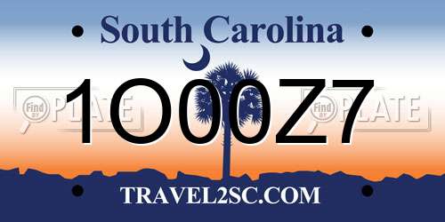 1O00Z7 South Carolina License Plate