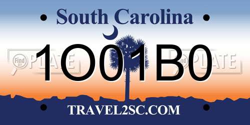 1O01B0 South Carolina License Plate