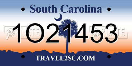 1O21453 South Carolina License Plate