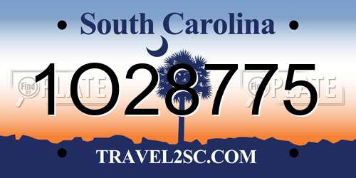 1O28775 South Carolina License Plate
