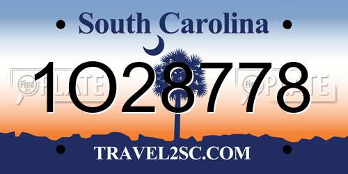 1O28778 South Carolina License Plate