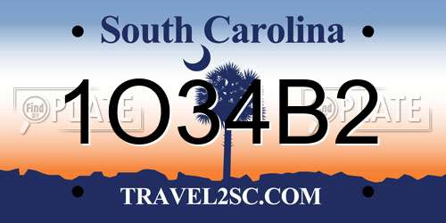 1O34B2 South Carolina License Plate