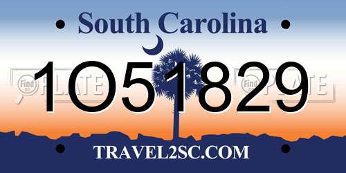 1O51829 South Carolina License Plate