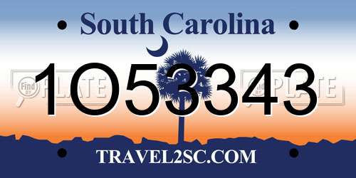 1O53343 South Carolina License Plate