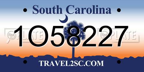 1O58227 South Carolina License Plate