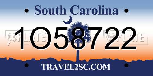 1O58722 South Carolina License Plate