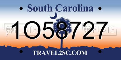 1O58727 South Carolina License Plate