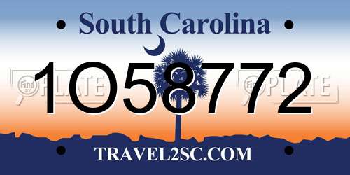 1O58772 South Carolina License Plate