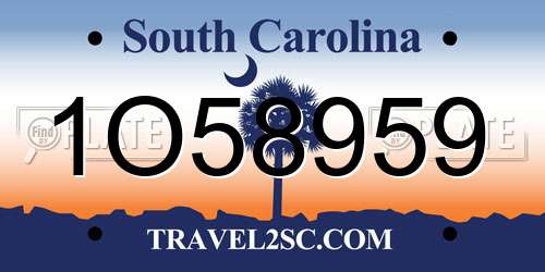 1O58959 South Carolina License Plate