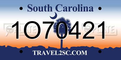 1O70421 South Carolina License Plate