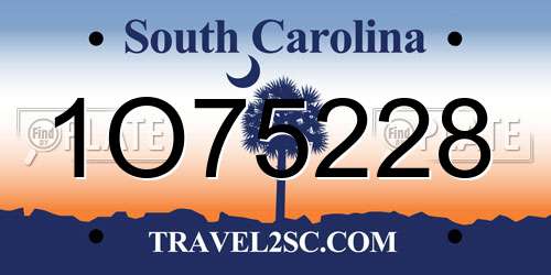 1O75228 South Carolina License Plate
