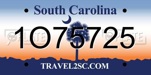 1O75725 South Carolina License Plate