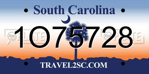 1O75728 South Carolina License Plate