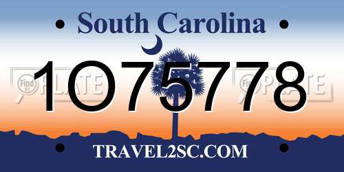 1O75778 South Carolina License Plate