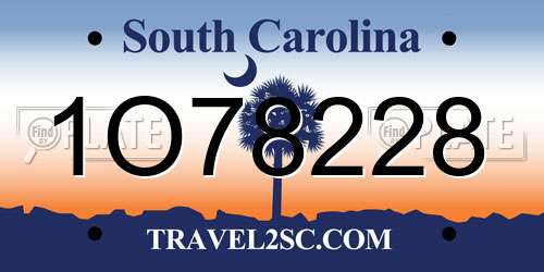 1O78228 South Carolina License Plate