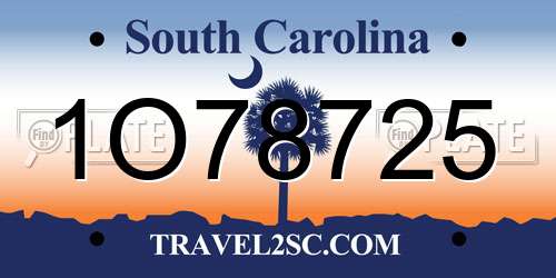 1O78725 South Carolina License Plate