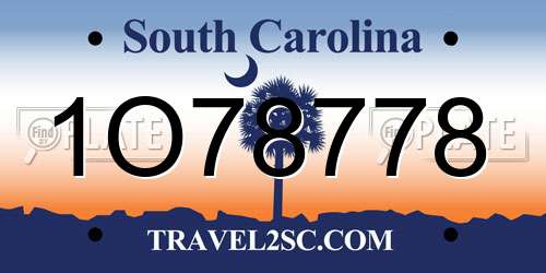 1O78778 South Carolina License Plate