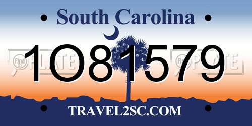 1O81579 South Carolina License Plate