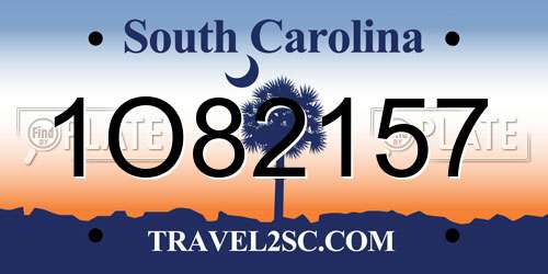 1O82157 South Carolina License Plate