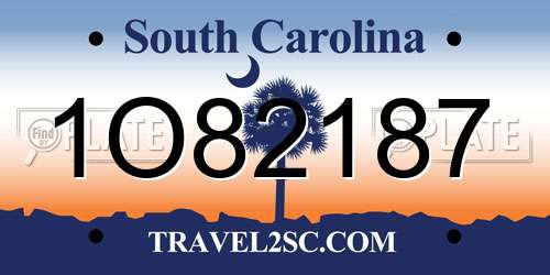 1O82187 South Carolina License Plate