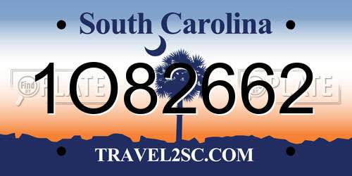 1O82662 South Carolina License Plate