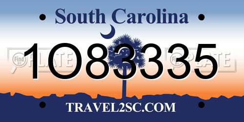 1O83335 South Carolina License Plate