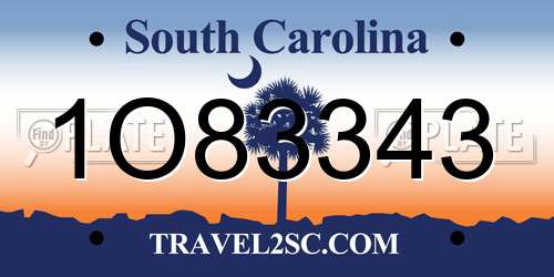 1O83343 South Carolina License Plate