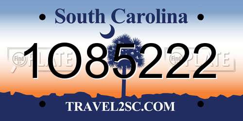 1O85222 South Carolina License Plate