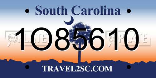 1O85610 South Carolina License Plate