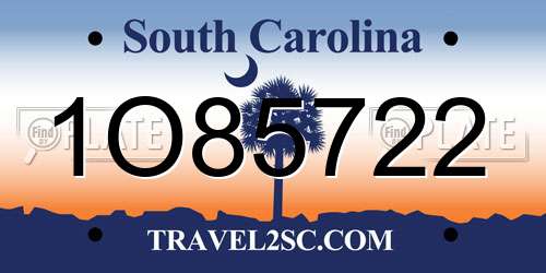 1O85722 South Carolina License Plate
