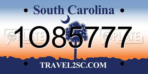 1O85777 South Carolina License Plate