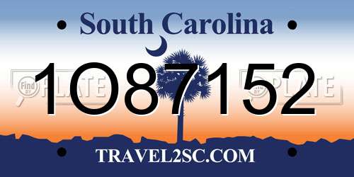 1O87152 South Carolina License Plate