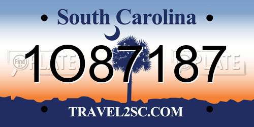 1O87187 South Carolina License Plate