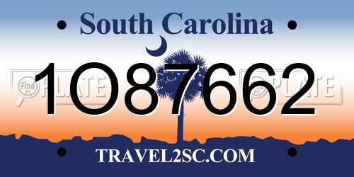1O87662 South Carolina License Plate