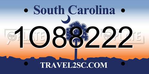 1O88222 South Carolina License Plate