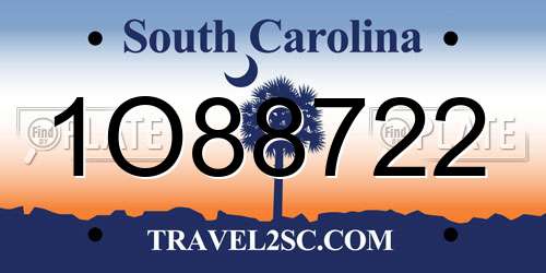 1O88722 South Carolina License Plate
