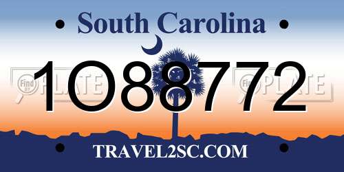 1O88772 South Carolina License Plate