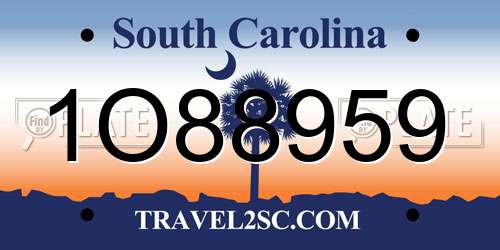 1O88959 South Carolina License Plate