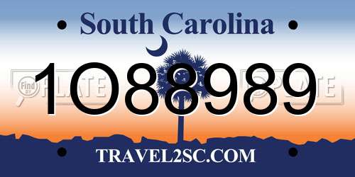 1O88989 South Carolina License Plate