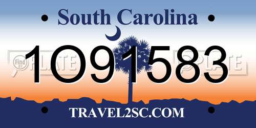 1O91583 South Carolina License Plate