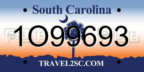 1O99693 South Carolina License Plate