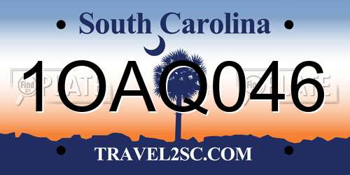 1OAQ046 South Carolina License Plate
