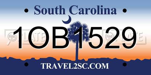 1OB1529 South Carolina License Plate