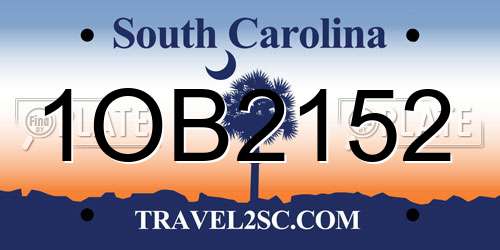 1OB2152 South Carolina License Plate